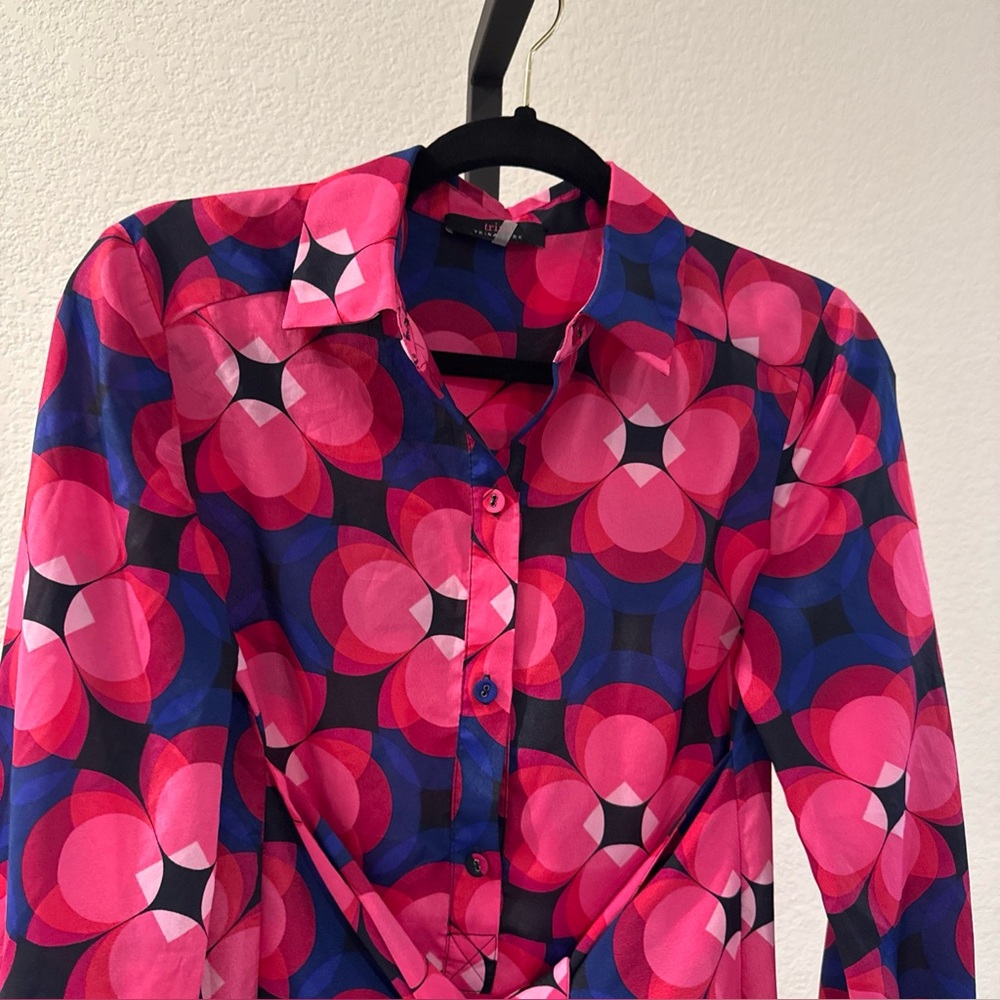 Trina Turk Floral Front Tite Shirtdress (Approx. M/L) - Picture 4 of 12